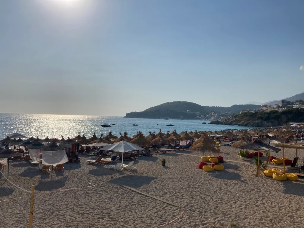 A view of the beach and Ionian sea from Himare